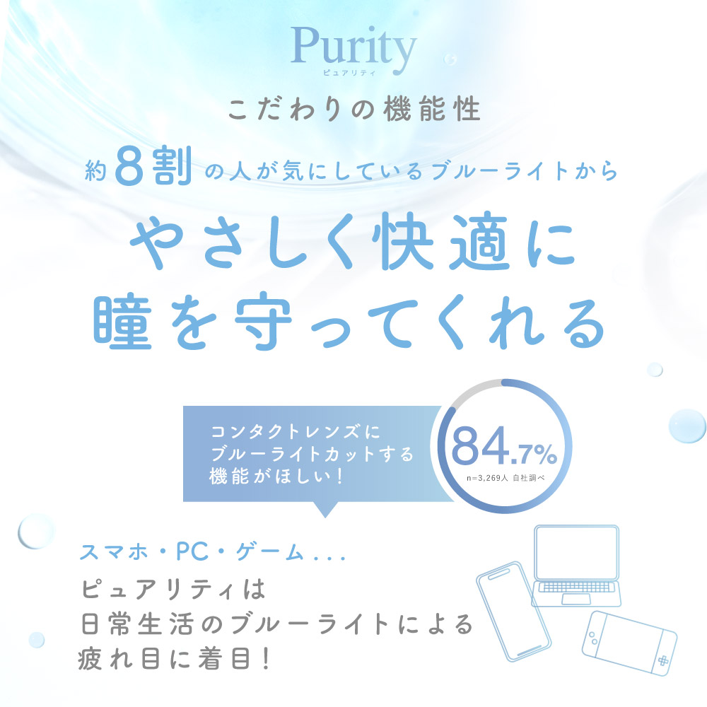 コンタクトレンズ 1day コンタクト 5枚 ピュアリティ ワンデー  Purity 2箱 ブルーライト カット UV お試し one day | Lcode | 02