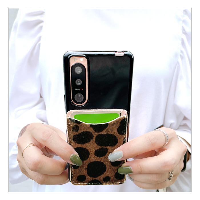 今年はうま年＊箔押しシマウマハラコとブラックレザーの本革カードケース＊ スマホケース スマホカバー カード収納 本革 ハラコダルメシアン