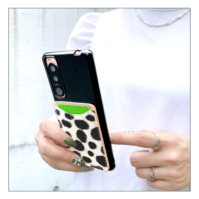 スマホケース スマホカバー カード収納 本革 ハラコダルメシアン