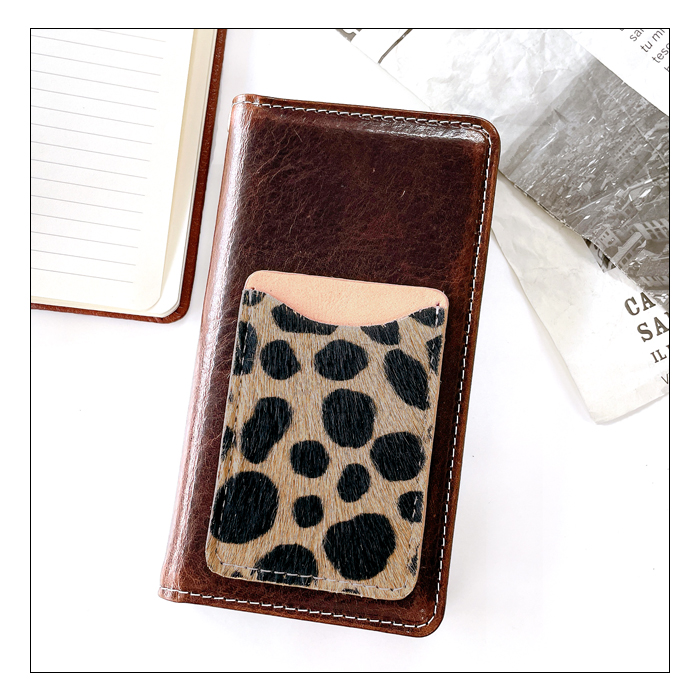 今年はうま年＊箔押しシマウマハラコとブラックレザーの本革カードケース＊ スマホケース スマホカバー カード収納 本革 ハラコダルメシアン