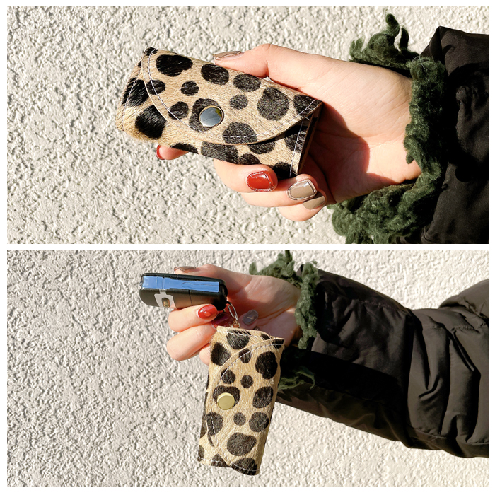 キーケース 4連 本革 ハラコ ダイヤモンドパイソン レディース