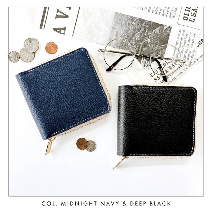 本革 財布 二つ折り財布 レディース メンズ ラウンドファスナー