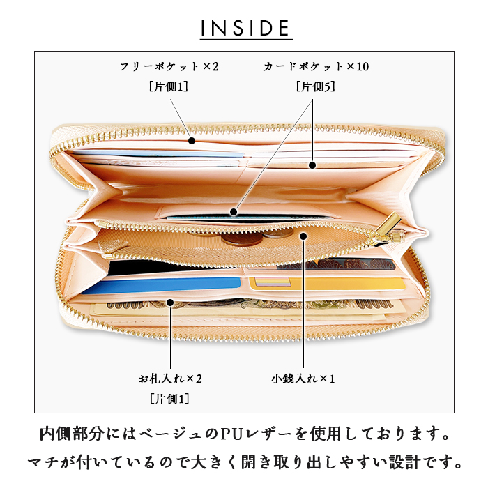 長財布 本革 ネオン 蛍光カラー レディース メンズ 財布 ラウンド