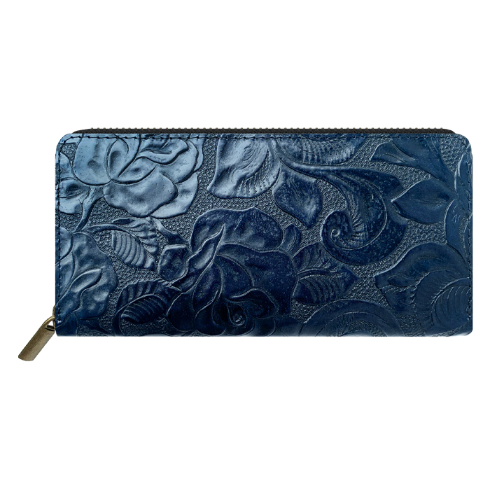 財布 レディース 長財布 本革 アンティーク バラ ラウンドファスナー  