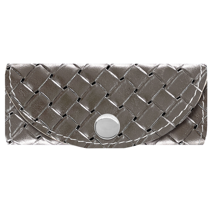 キーケース レディース 本革 メタリック編み込み スマートキー 三