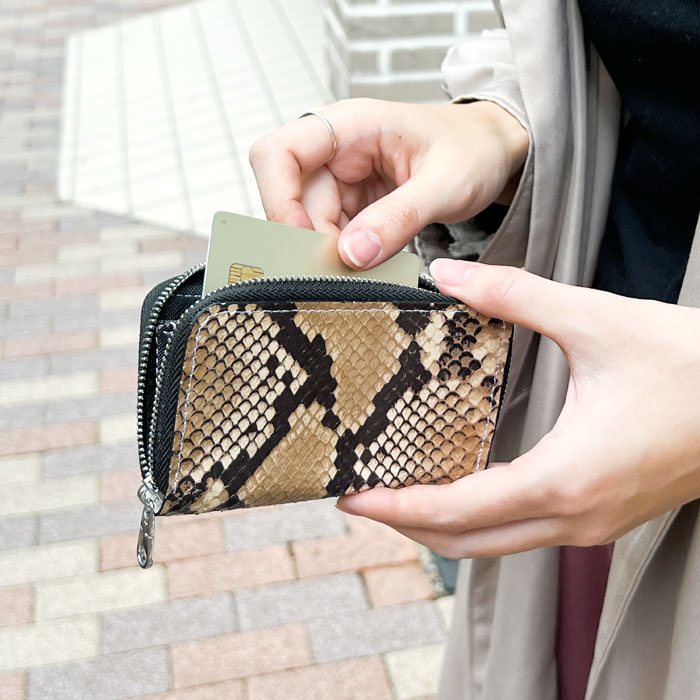 コインケース 本革 ヘビ柄 小銭入れ セカンド財布 レザー