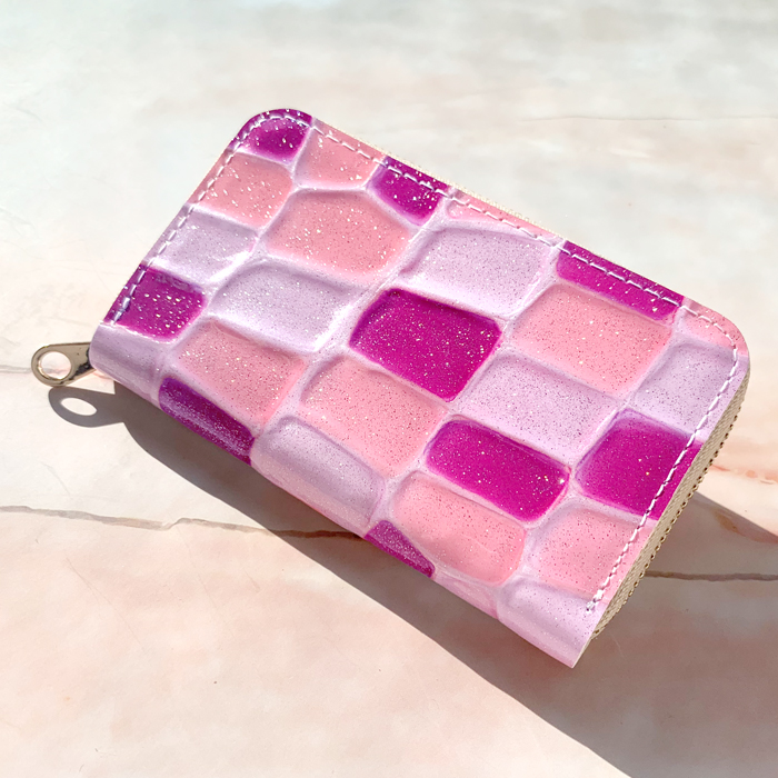ピンク レザー コインケース ジッパー付き コインケース レディース 本革 コンパクト 財布 かわいい