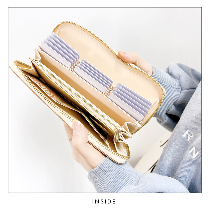 長財布 蛇腹 カードポケット付き 財布 レディース 本革 エナメル 型