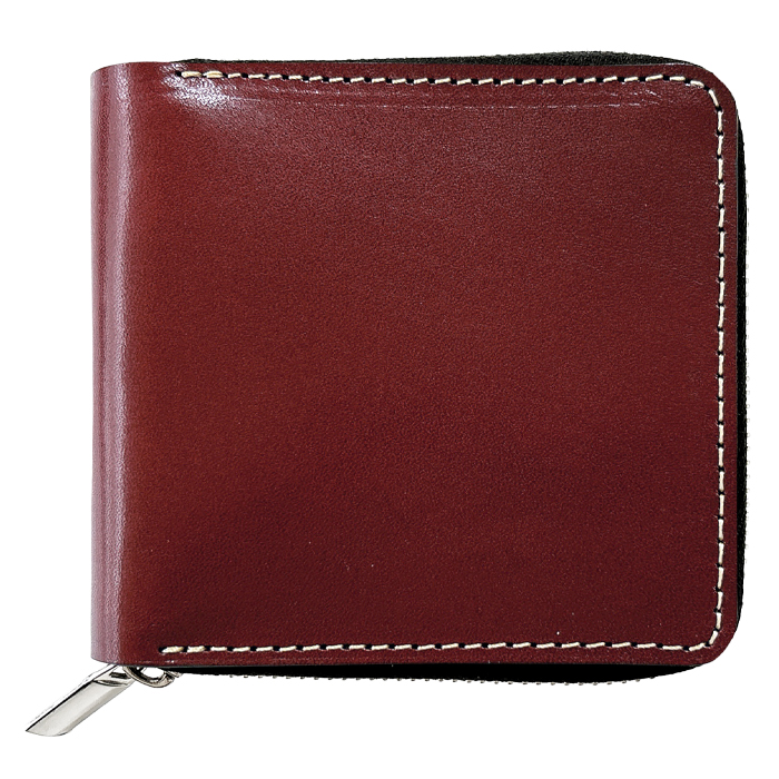 栃木レザー 二つ折り財布 ラウンドファスナー 本革 財布 小銭入れ 二