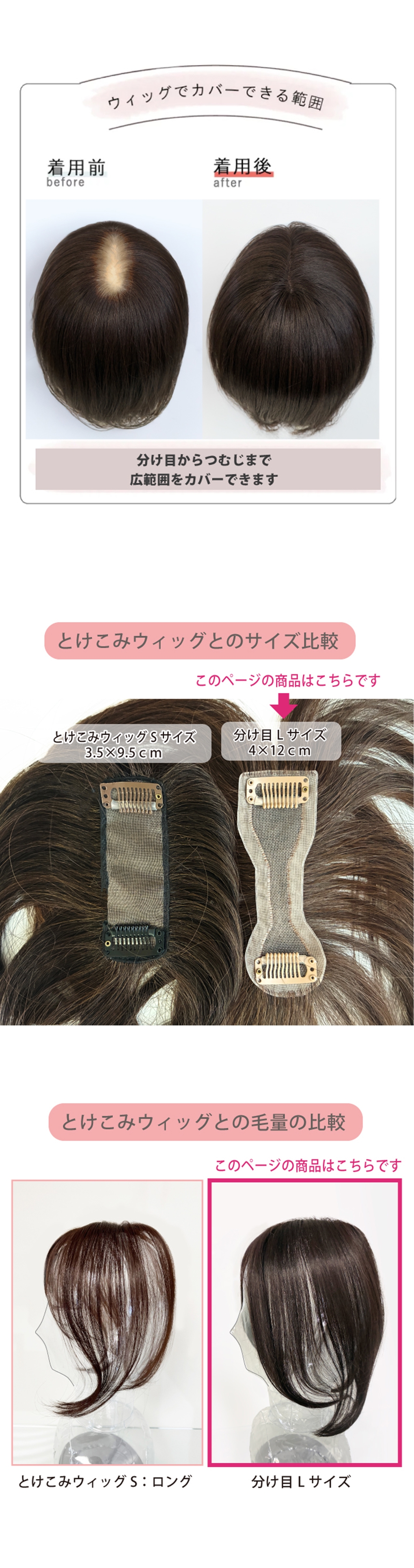2,000円クーポン】返品・色交換OK 分け目Lサイズ Web限定商品 部分
