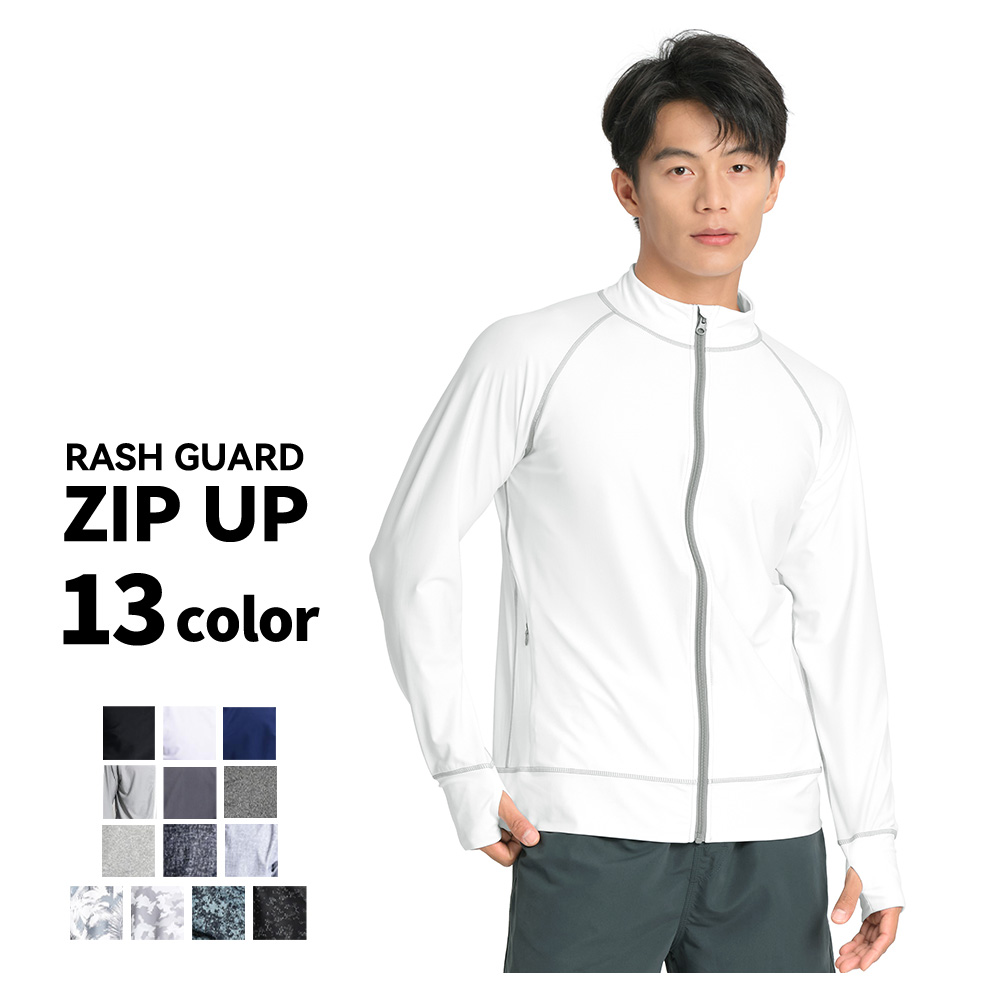 LEISURE SPORT ファスナー付 ポケット ラッシュガード メンズ