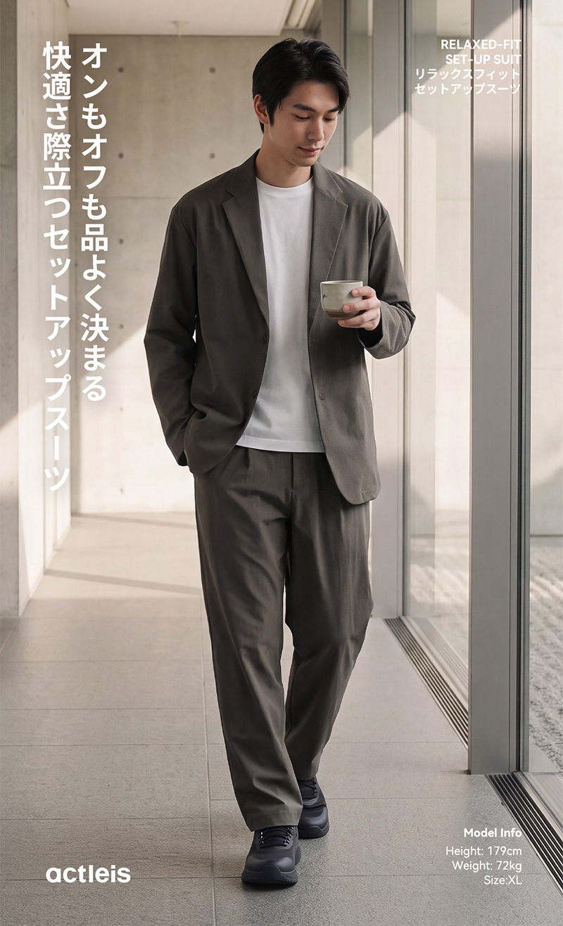 ACTLEIS（アクレイス） セットアップ メンズ スーツ 上下セット 2点