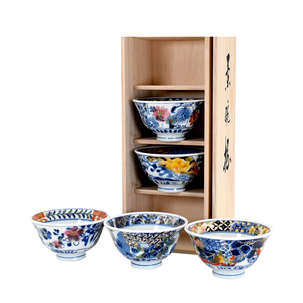 美濃焼　庫山窯　染付　ご飯茶碗　5客 a41062n.jpg