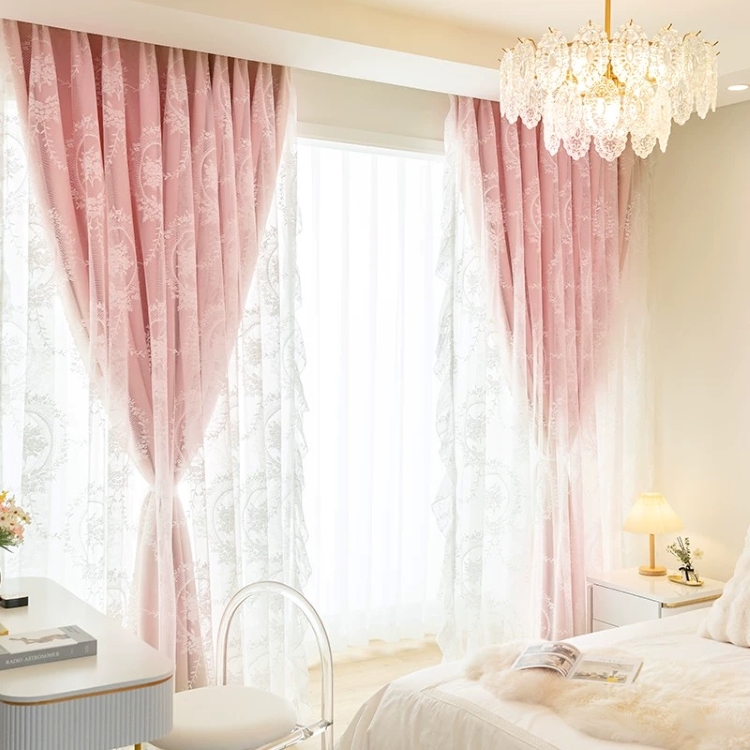 カーテン 遮光 レース おしゃれ セット 一体型カーテン 2枚組 かわいい