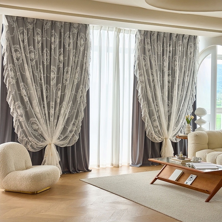 カーテン 遮光 レース おしゃれ セット 一体型カーテン 2枚組 かわいい