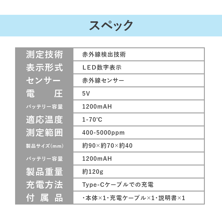 co2,センサー,二酸化炭素,濃度,測定器,濃度計,co2濃度測定器,換気,充電式,二酸化炭素,卓上型,CO2メーター,CO2モニター,温度,湿度,コンパクト,室内,オフィス