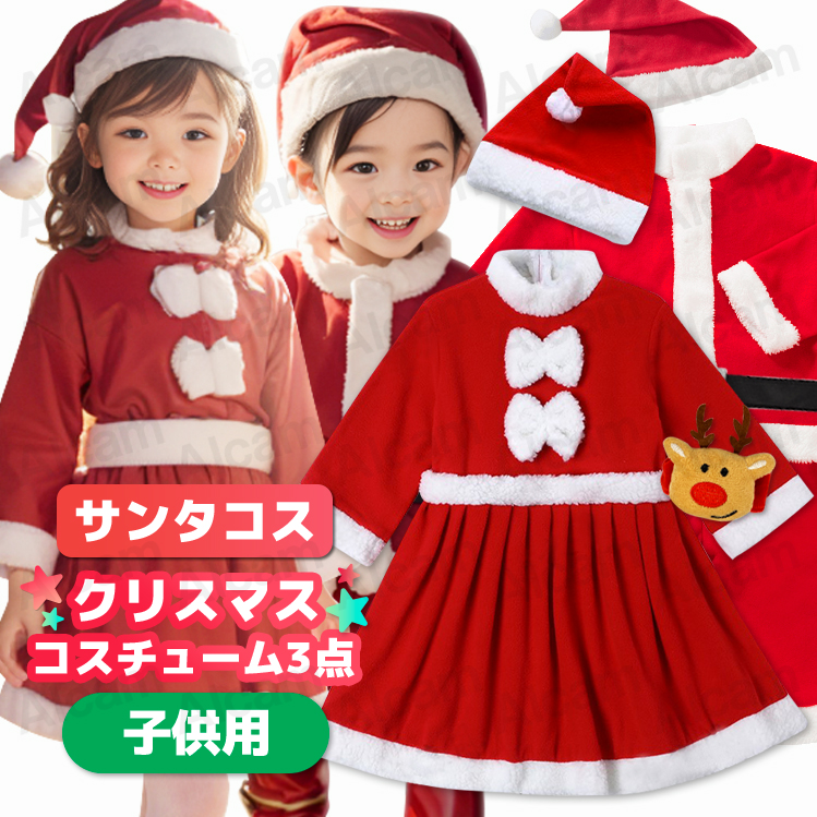 Yahoo! Yahoo!ショッピング(ヤフー ショッピング)クリスマス サンタ コスプレ 子供 キッズ 女の子 男の子 衣装 コスチューム 厚手 暖かい  ワンピース サンタクロース サンタコス 仮装 子供服 帽子 トナカイ