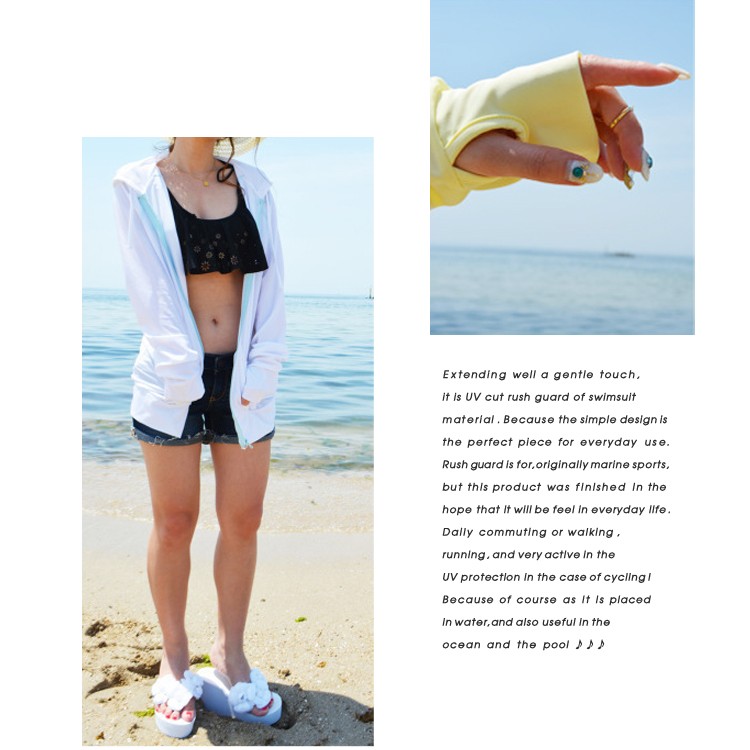 UVカット パーカー レディース ラッシュガード 無地 水着 ロング ゆったり 紫外線 パステルカラー