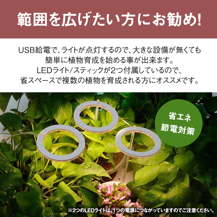 植物育成ライト,two,head,植物ライト,LED成長ライト,屋内植物,フルスペクトル,5V,USB,エンジェルリング,植物ライト,室内栽培,観葉植物,植物成長促進用ランプ,野菜,日照不足解消