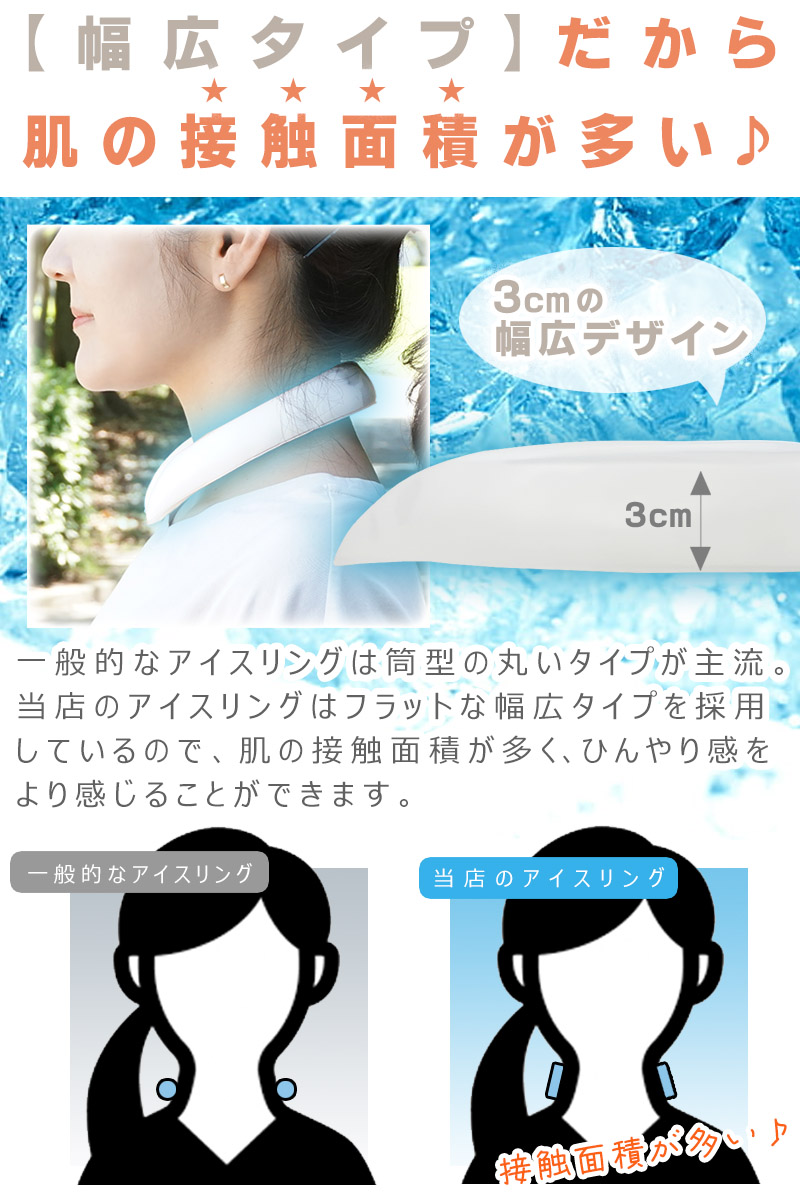 アイスリング クールリング 幅広タイプ 冷却グッズ 子供 大人 レディース メンズ ネッククーラー おしゃれ 可愛い 自然凍結 暑さ対策 熱中症対策 無地｜lftm｜03