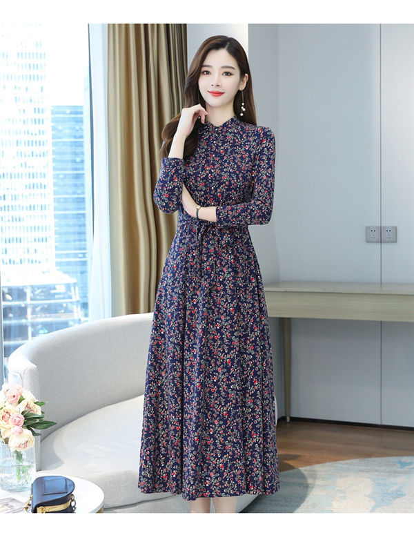 ワンピース 秋物 レディース 春秋 長袖 フォーマル ロング 総柄 パーティードレス 結婚式 二次会 きれいめ 優れた品質