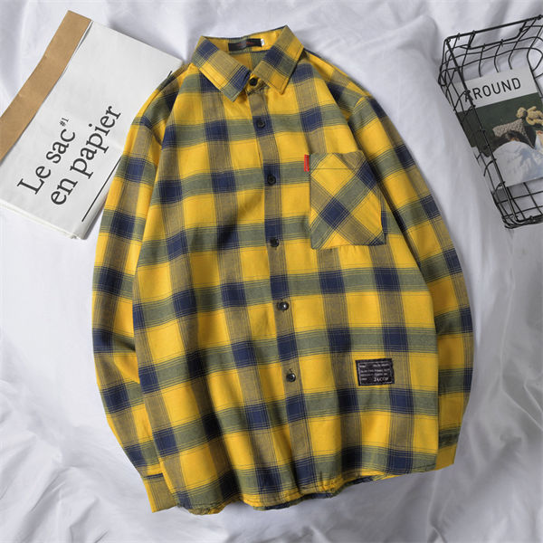 長袖シャツ シャツ メンズ チェック柄 紳士服 立ち襟 ボタンダウン