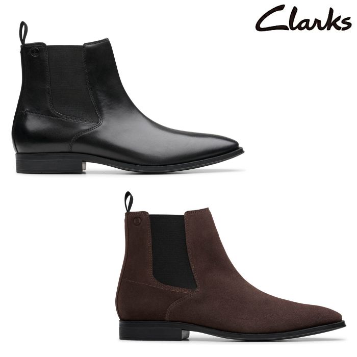 Clarks �N���[�N�X �����Y �u�[�c PAULTON EASY 26183387 26183388 �u���b�N �_�[�N�u���E�� ���U�[ �X�G�[�h
