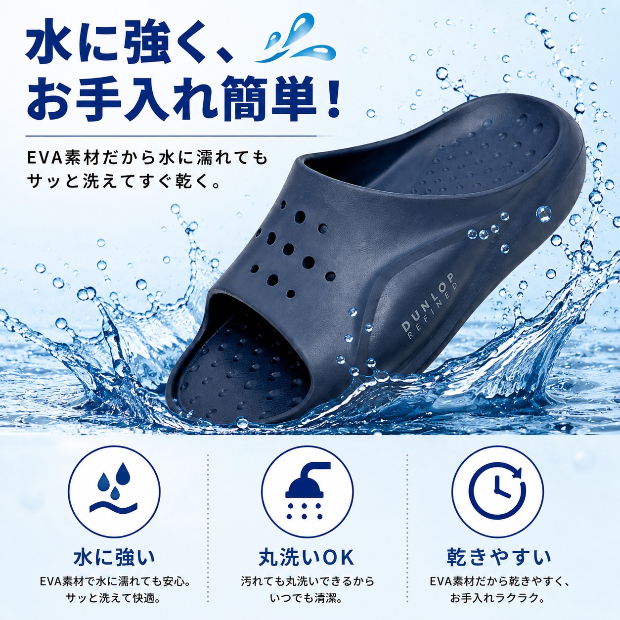 DUNLOP REFINED ダンロップ リカバリーサンダル DA7201 メンズ レディース 軽量 EVA アーチサポート 耐滑 コンフォートサンダル アウトドア 衝撃吸収 | DUNLOP REFINED | 02