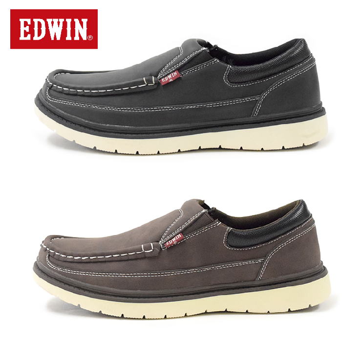 EDWIN エドウィン EDW-7351 スリッポン スニーカー 靴 シューズ カジュアルシューズ 幅広 軽量 防滑 無地 シンプル おしゃれ メンズシューズ｜lib-ys