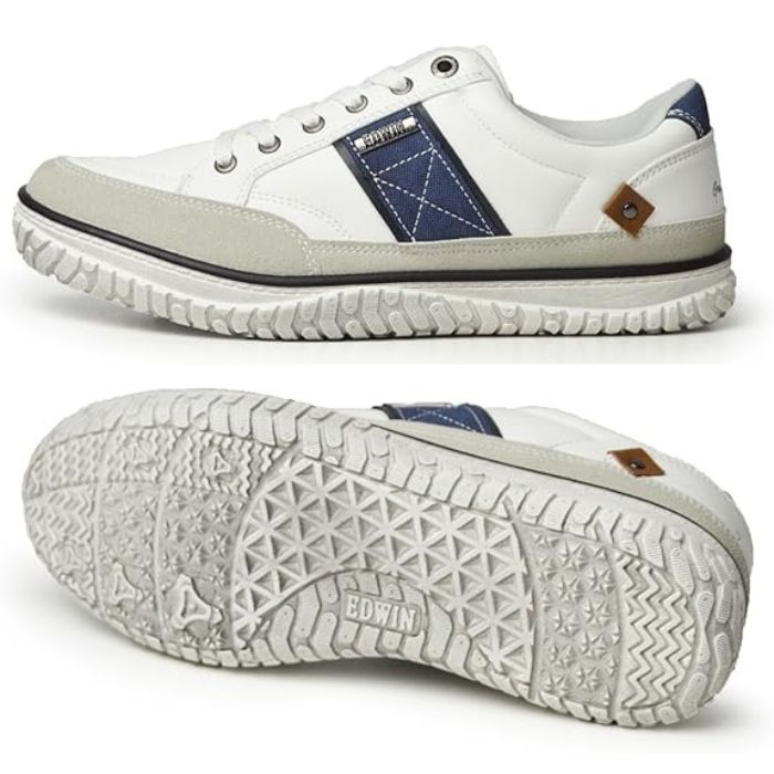 EDWIN エドウィン メンズ スニーカー 幅広 耐滑 軽量 カジュアル ローカット シューズ 通勤 通学 普段履き エドウィン靴 青 ネイビー 白 ホワイト EDW-7770 | EDWIN | 03