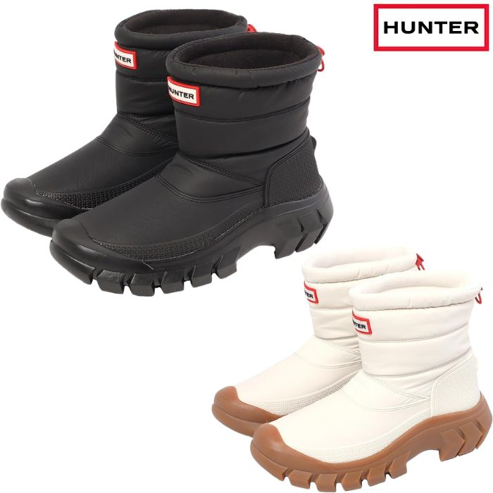 HUNTER �n���^�[ WFS2108WWU ���f�B�[�X INTREPID SHORT SNOW BOOT �J�W���A�� �h�� �h�� �u���b�N �z���C�g �� �� �X�m�[ �X�m�[�V���[�Y �E�C���^�[�u�[�c