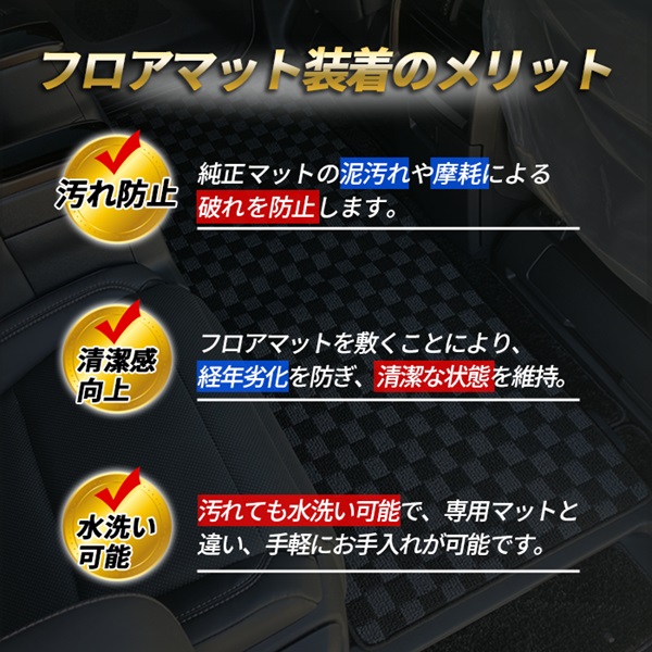 フロアマット 車 汎用 セカンドマット カーマット 汚れ防止 傷防止 後部座席 ２列目 ３列目 すべり止め マット ブラック ベージュ グレー 格子柄 内装 軽自動車 |  | 09