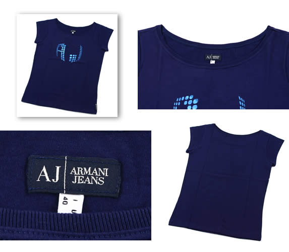 アルマーニジーンズ レディースTシャツ ネイビー B5H12XT-D8