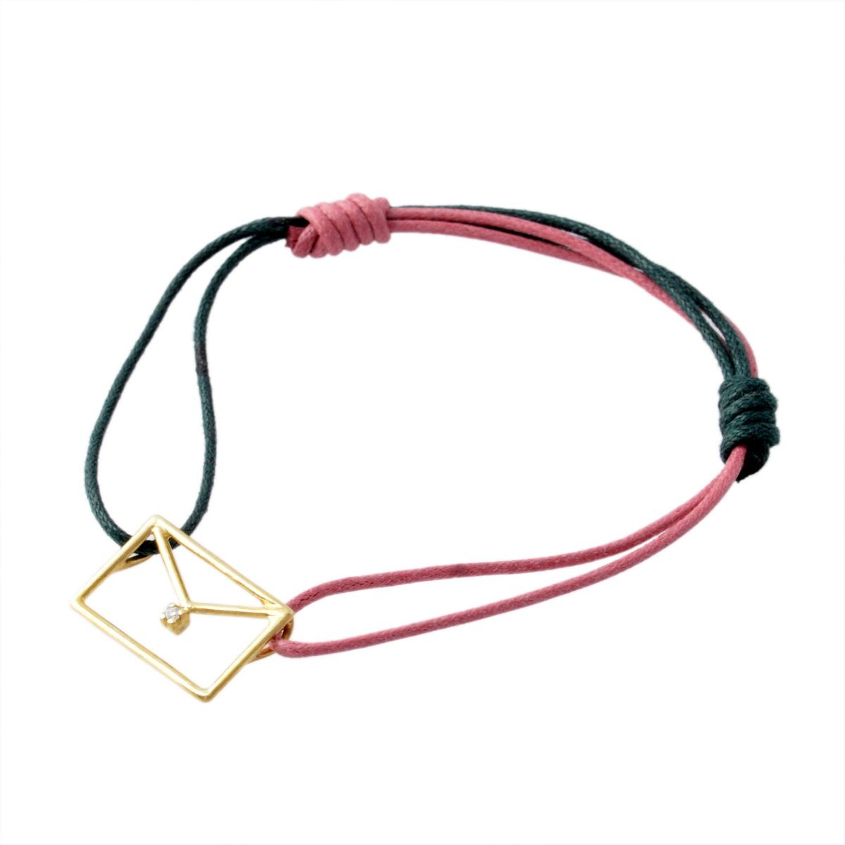 アリータ ALIITA CARITA BRILLANTE CORD BRACELET 9KYG×HWダイヤモンド カリタ レター 手紙モチーフ コード ブレスレット