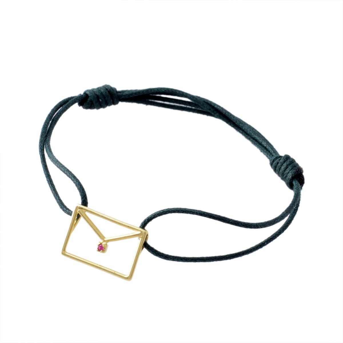 アリータ ALIITA CARITA RUBI CORD BRACELET 9KYG×RDルビー カリタ レター 封筒モチーフ コード ブレスレット