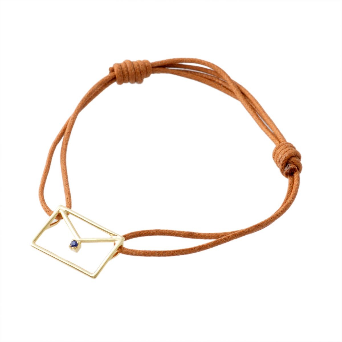 アリータ ALIITA CARITA ZAFIRO CORD BRACELET 9KYG×BLサファイア カリタ レター 封筒モチーフ コード ブレスレット
