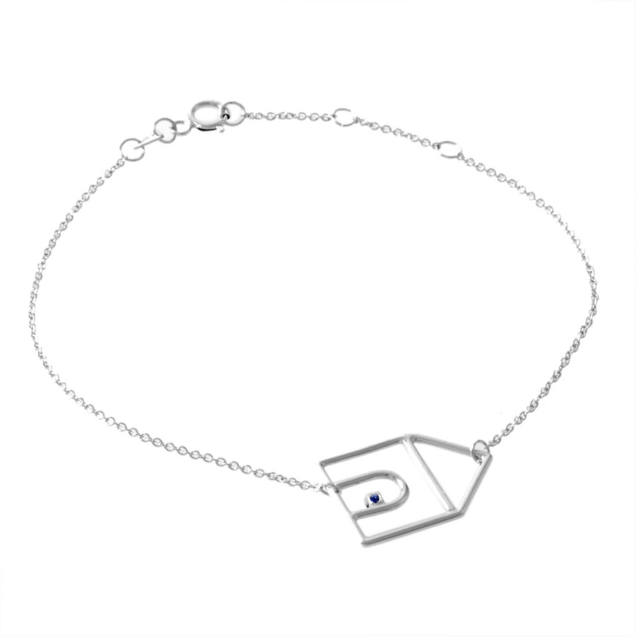 アリータ ALIITA CASTIA ZAFIRO CHAIN BRACELET 9KWG×BLサファイア カシータ 家モチーフ  ブレスレット