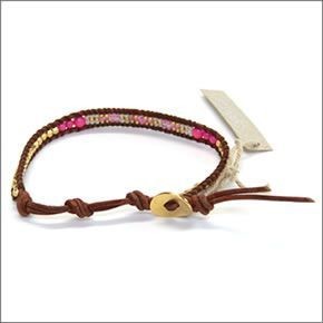 チャンルー BG-3947 NEO PNK/N BRW ≪2015SS≫１ラップブレスレット ネオンピンク・シードビーズ、ネオンスワロフスキーパールなどをナチュラルブラウンレザーで編み込んだシングルブレス