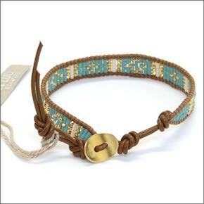 チャンルー BG-4446 TQ MIX/HEN ≪2015SS≫１ラップブレスレット ターコイズカラーミックスのシードビーズをヘナレザーで編み込んだシングルブレス