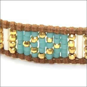 チャンルー BG-4446 TQ MIX/HEN ≪2015SS≫１ラップブレスレット ターコイズカラーミックスのシードビーズをヘナレザーで編み込んだシングルブレス
