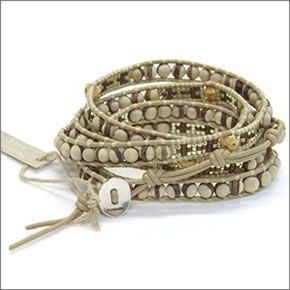 チャンルー BS-4355 RBL MIX/PTL ≪2015SS≫5ラップブレスレット ナチュラルカラーのボーン・スカル、ウッドビーズなどをペタルレザーで編み込んだ5連ブレス