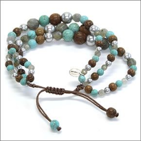 チャンルー BS-4387 TQ MIX ≪2015SS≫ロゴチャーム付 ターコイズミックス、グレー・スワロフスキーパール 3連ブレスレット