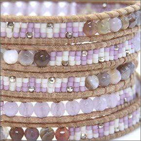 チャンルー BS-4445 LT PPL MIX ≪2015SS≫5ラップブレスレット ライトパープルミックスをベージュレザーで編み込んだ5連ブレス