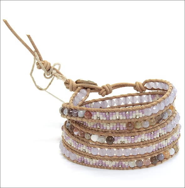 チャンルー BS-4445 LT PPL MIX ≪2015SS≫5ラップブレスレット ライトパープルミックスをベージュレザーで編み込んだ5連ブレス
