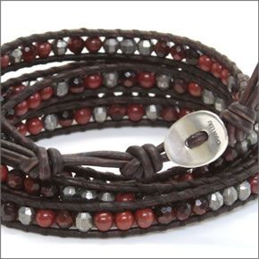 チャンルー BSM-1525 RED JSP MIX/N DK BRW ≪2015SS≫メンズ 5ラップブレスレット レッドジャスパーミックスをナチュラルダークブラウンレザーで編み込んだ5連ブレス