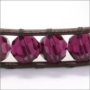 チャンルー BS-2966 RUBY バースストーン・コレクション ≪Juｌｙ-7月≫ １ラップブレスレット  ルビー・スワロフスキークリスタルをタンバレザーで編みこんだシングルブレス