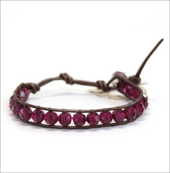 チャンルー BS-2966 RUBY バースストーン・コレクション ≪Juｌｙ-7月≫ １ラップブレスレット  ルビー・スワロフスキークリスタルをタンバレザーで編みこんだシングルブレス