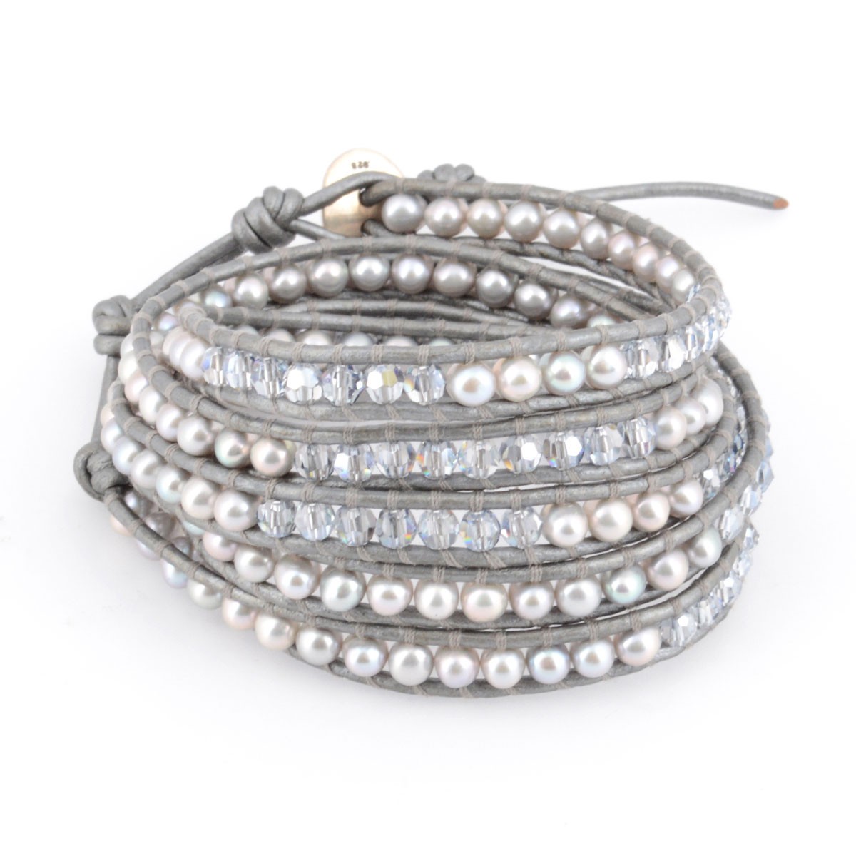 チャンルー CHAN LUU BS-4195 GRY MIX 5ラップブレスレット パール スワロフスキークリスタル ミックス