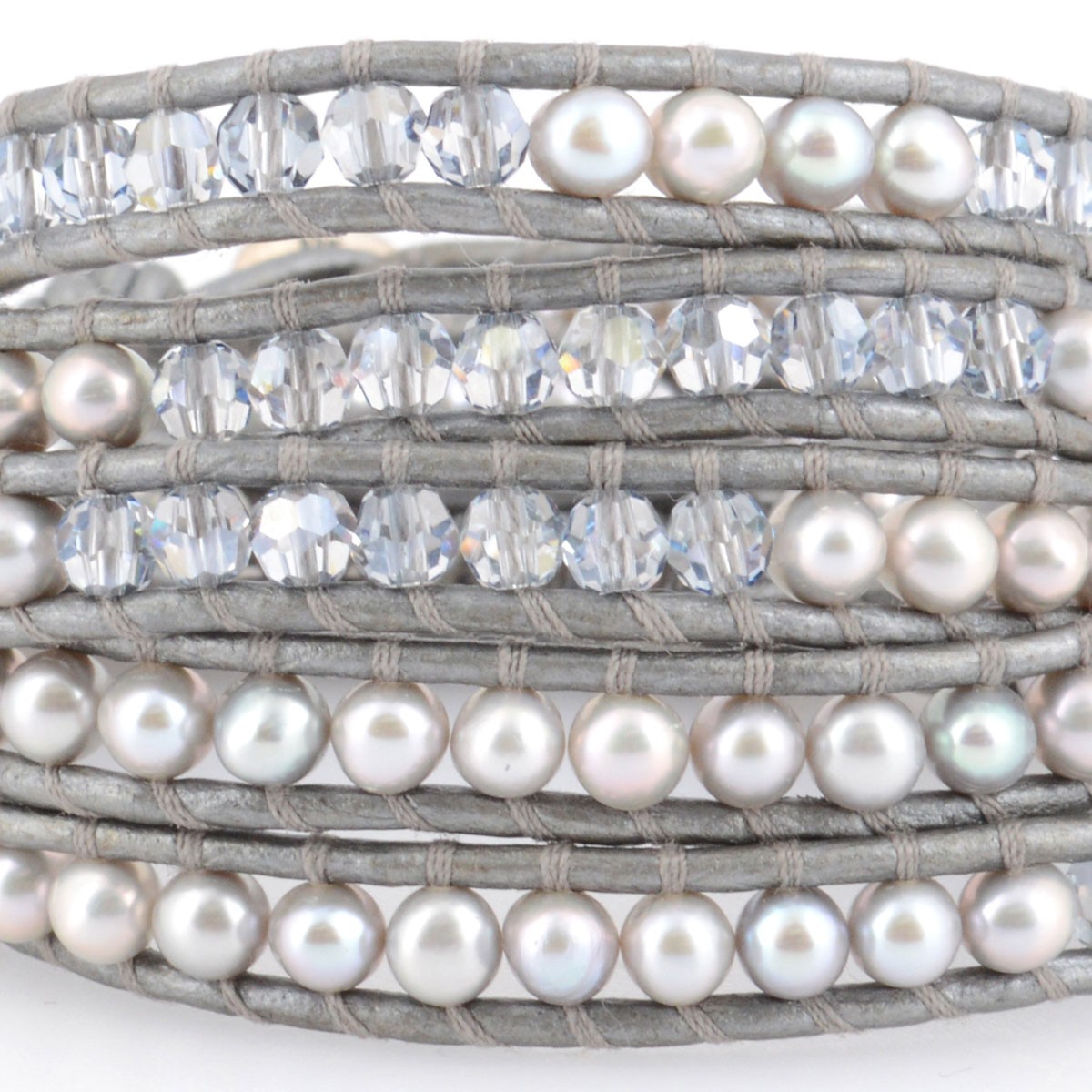 チャンルー CHAN LUU BS-4195 GRY MIX 5ラップブレスレット パール スワロフスキークリスタル ミックス