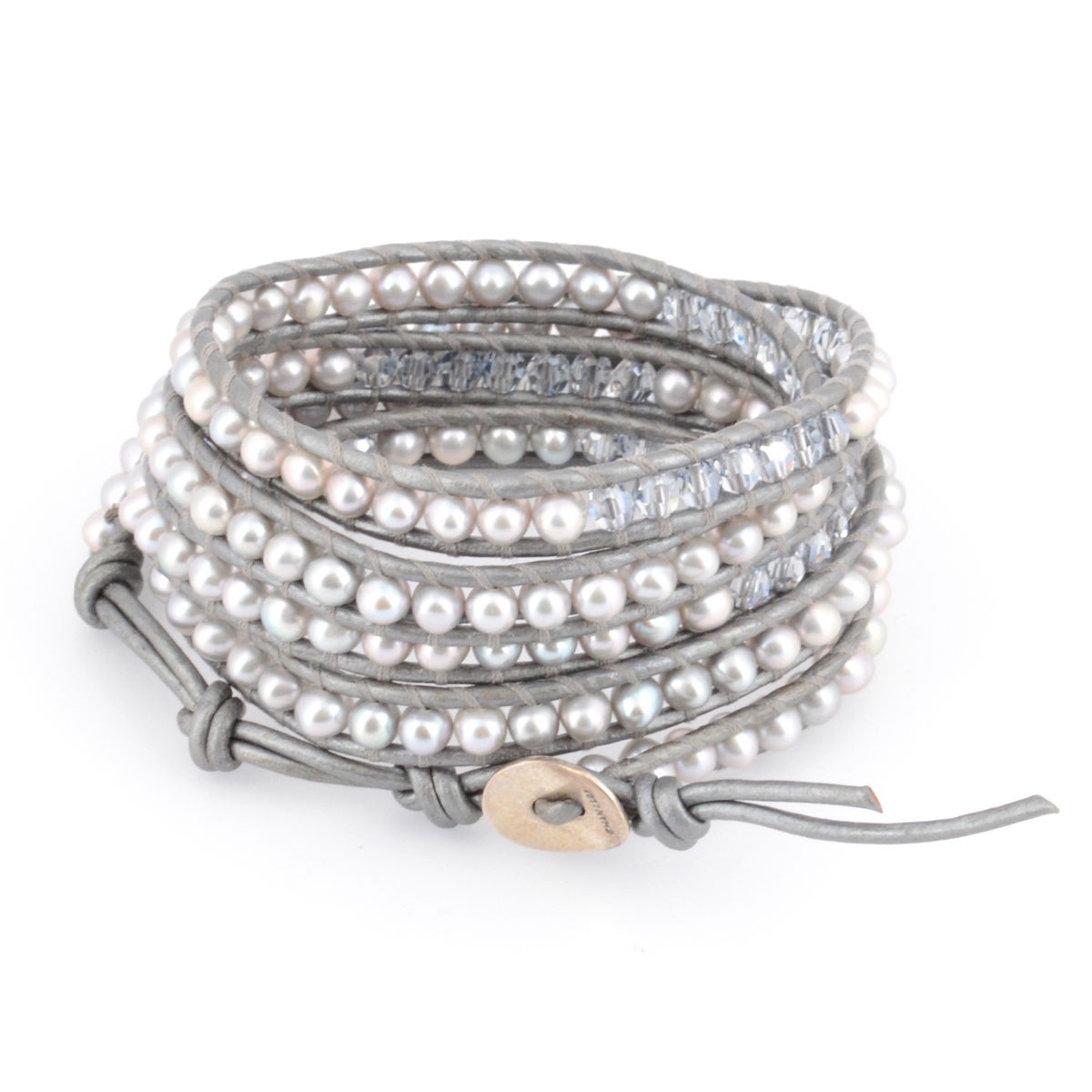 チャンルー CHAN LUU BS-4195 GRY MIX 5ラップブレスレット パール スワロフスキークリスタル ミックス